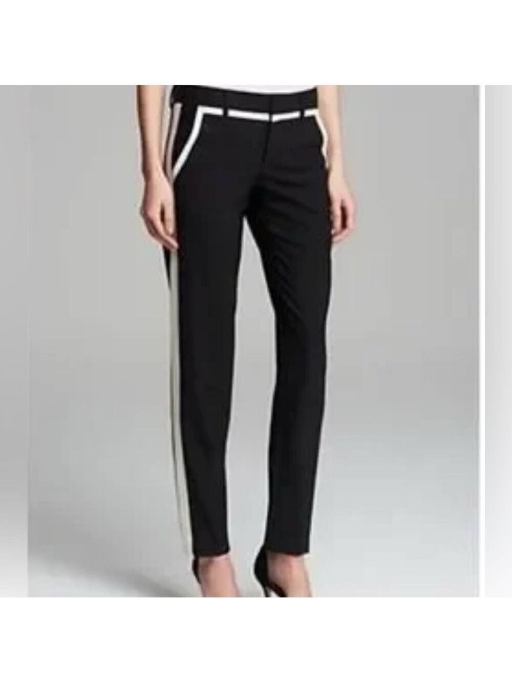 Vince Black and White stripe soft wool blend color-block tuxedo Pants size 4